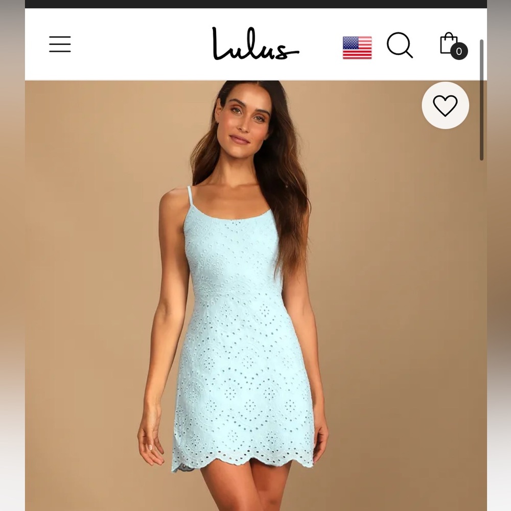 Light blue eyelet Lulus mini dress / Modern Romantic Light Blue Eyelet Lace Mini